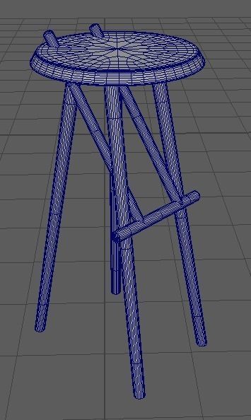 Wood Stool 3D model_1