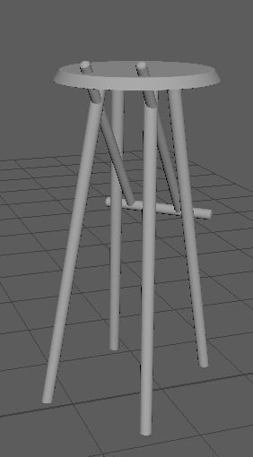 Wood Stool 3D model_2