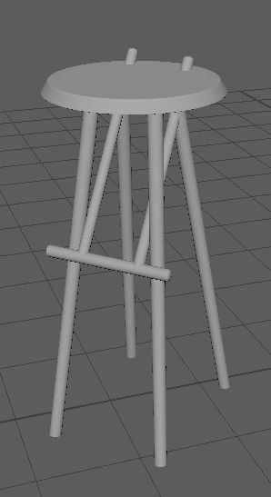 Wood Stool 3D model_4