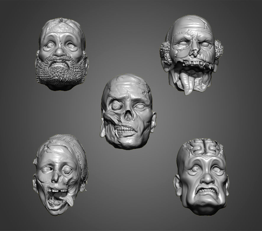 Zombies Heads 3D print model_1