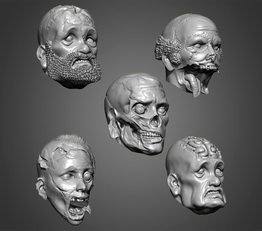 Zombies Heads 3D print model_3
