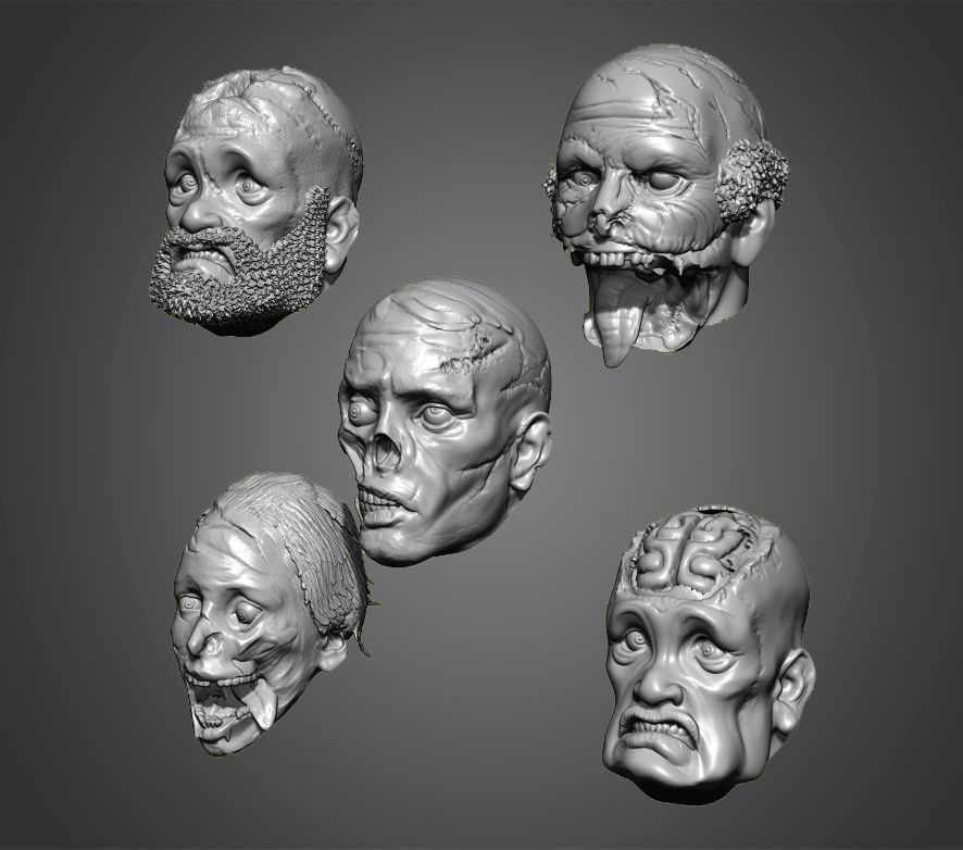 Zombies Heads 3D print model_2