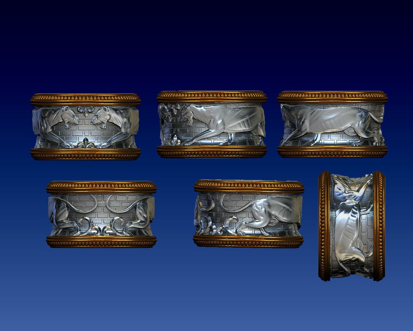 lion ring 3D print model_3