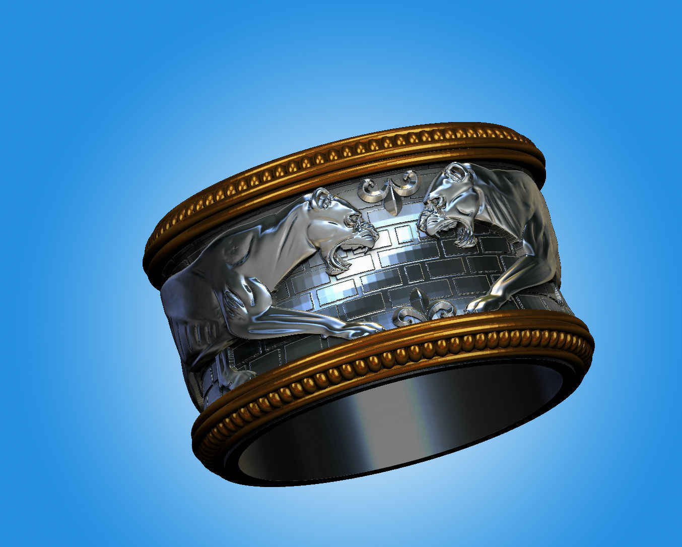 lion ring 3D print model_2