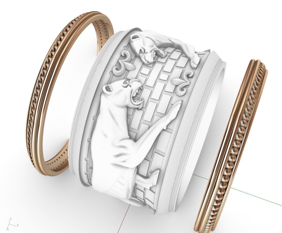 lion ring 3D print model_1