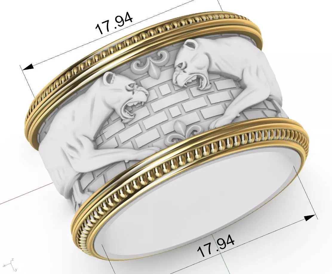 lion ring 3D print model_0