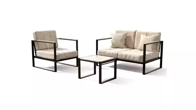 Balcony B - Timber and Steel Low-poly 3D model
