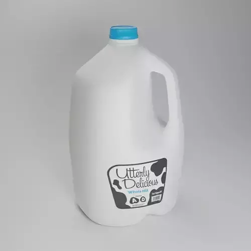 Milk Jug with Professionally Designed Label and Detailed Cap