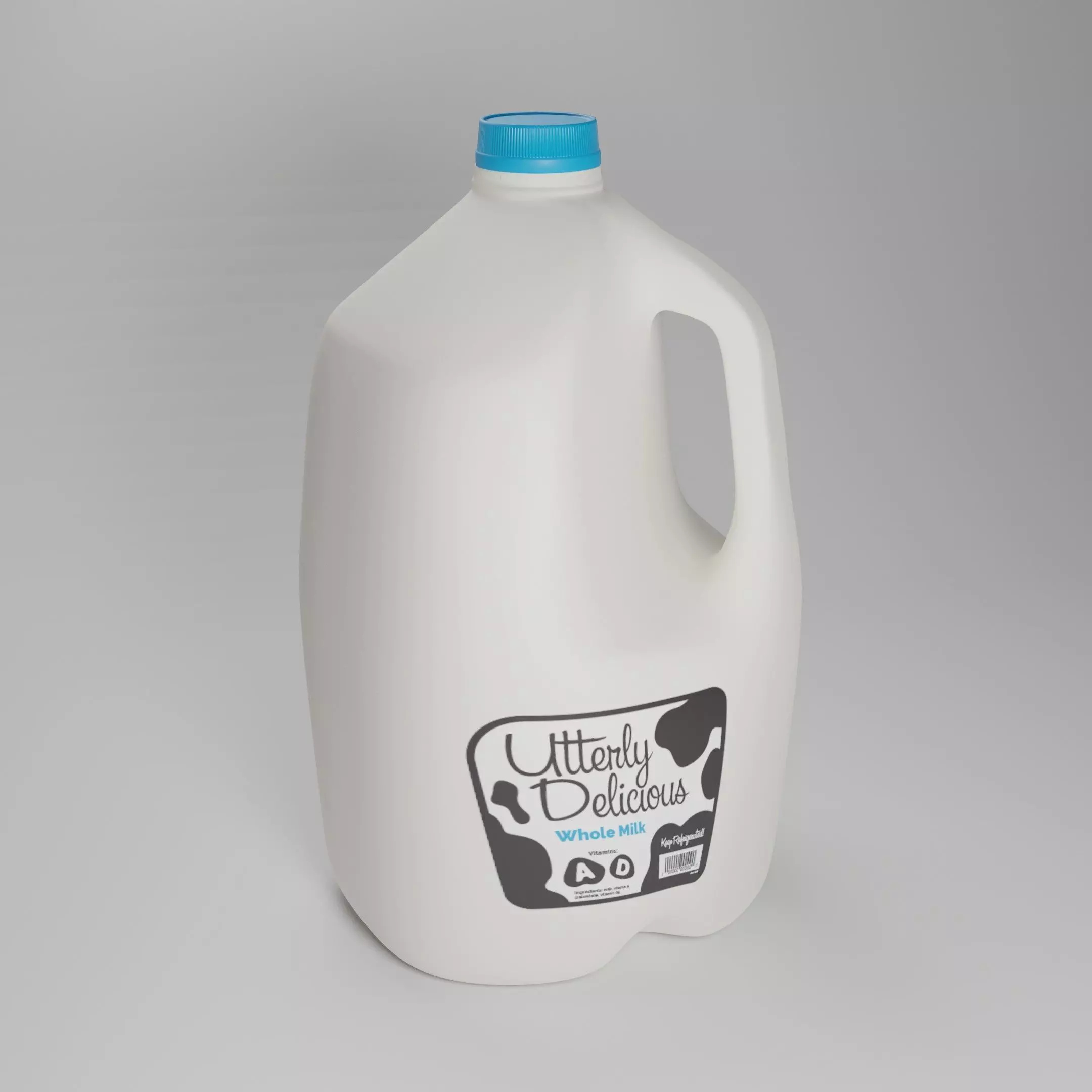 Milk Jug with Professionally Designed Label and Detailed Cap 3D model_0