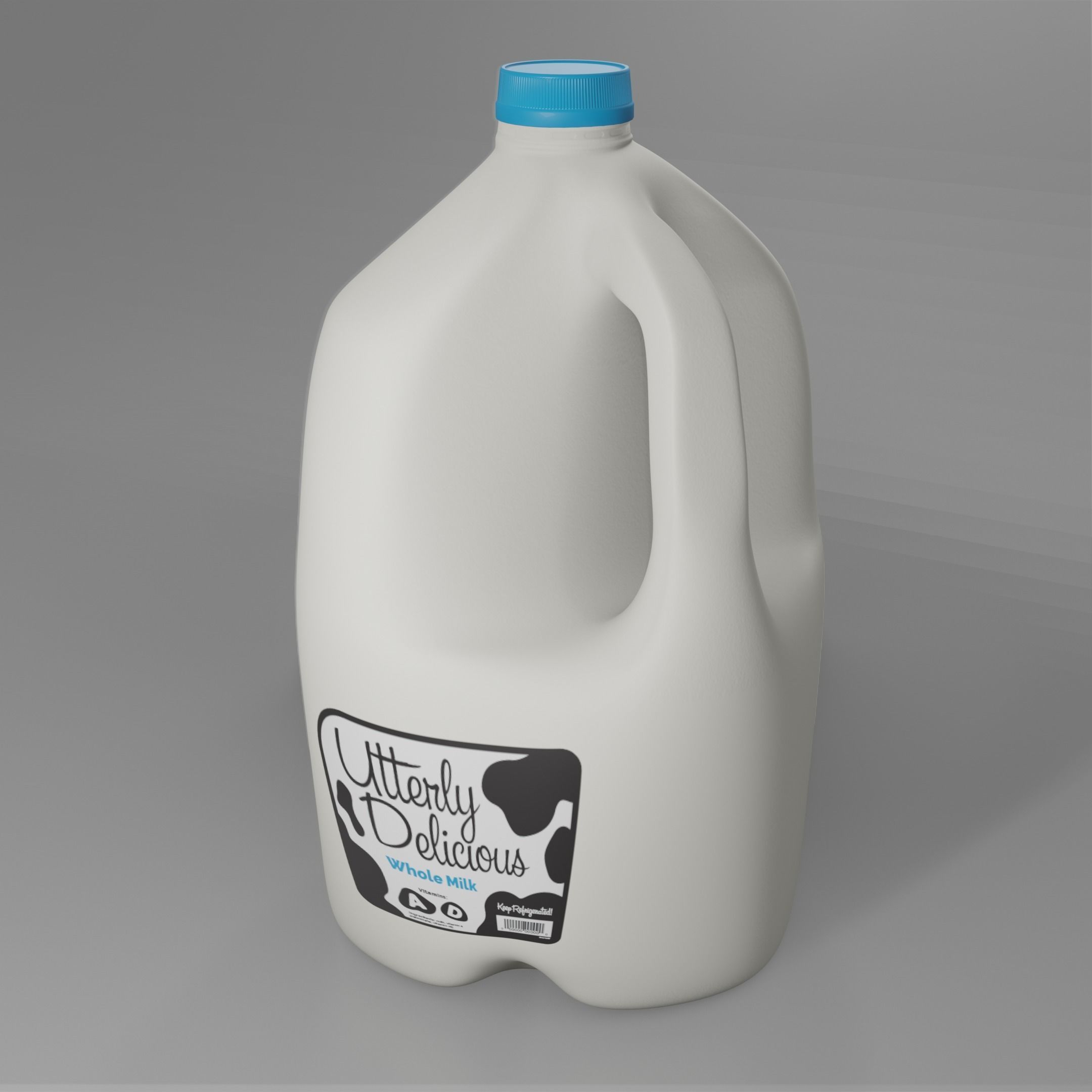 Milk Jug with Professionally Designed Label and Detailed Cap 3D model_3