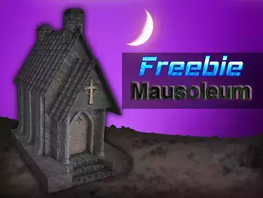 Mausoleum gothic church at sunset Free low-poly 3D model