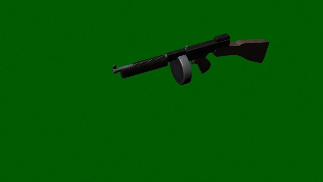 Thompson Machine Gun Low-poly 3D model_2