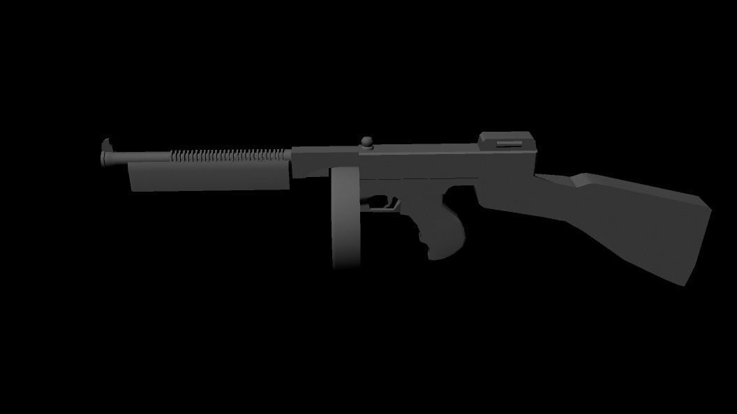 Thompson Machine Gun Low-poly 3D model_0