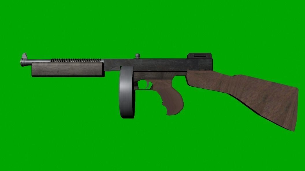 Thompson Machine Gun Low-poly 3D model_1