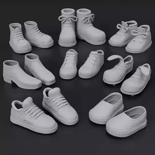 Pack Shoes Cartoon Low-poly 3D model