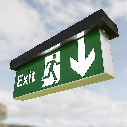 Exit Sign Low-poly 3D model