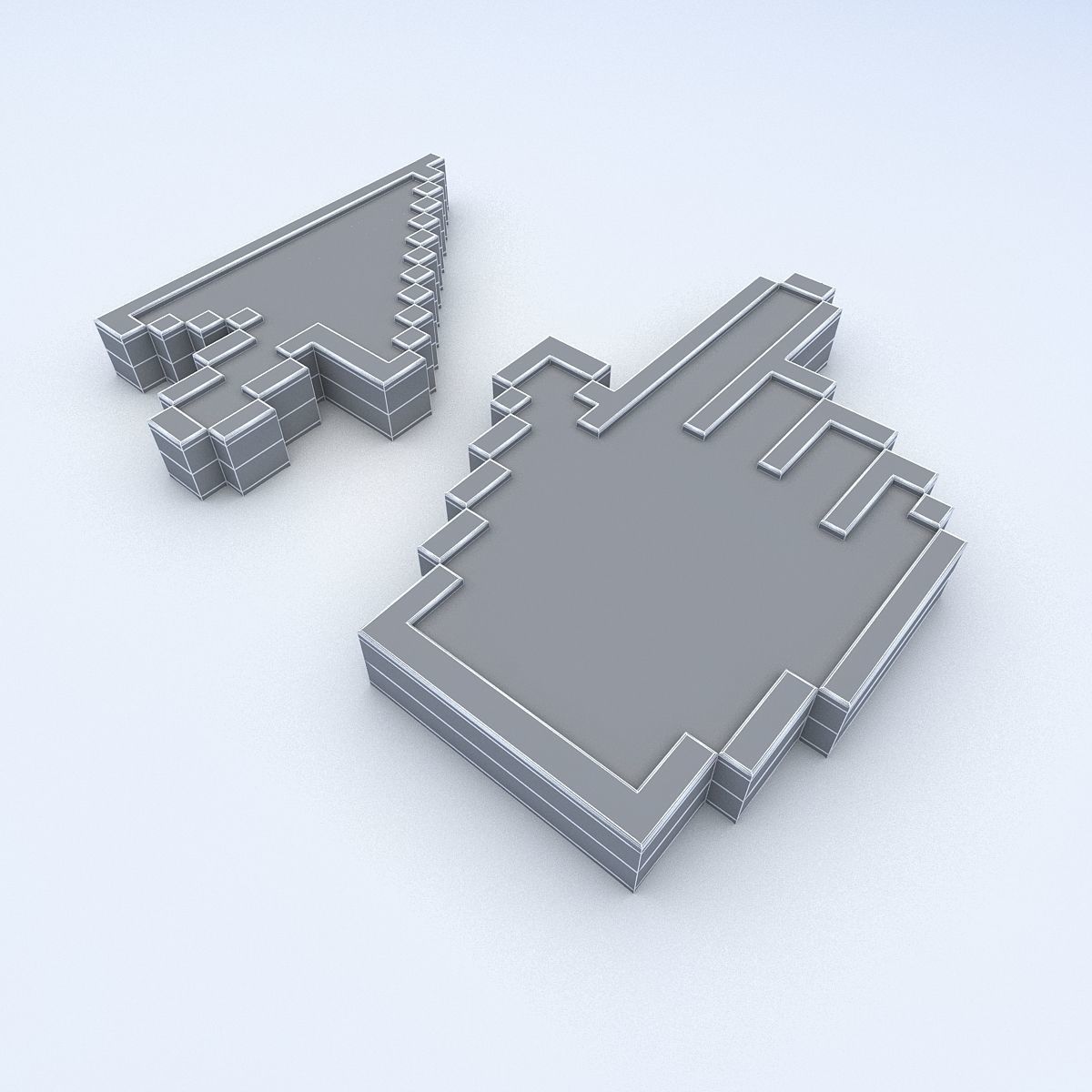 Mouse icons Low-poly 3D model_4