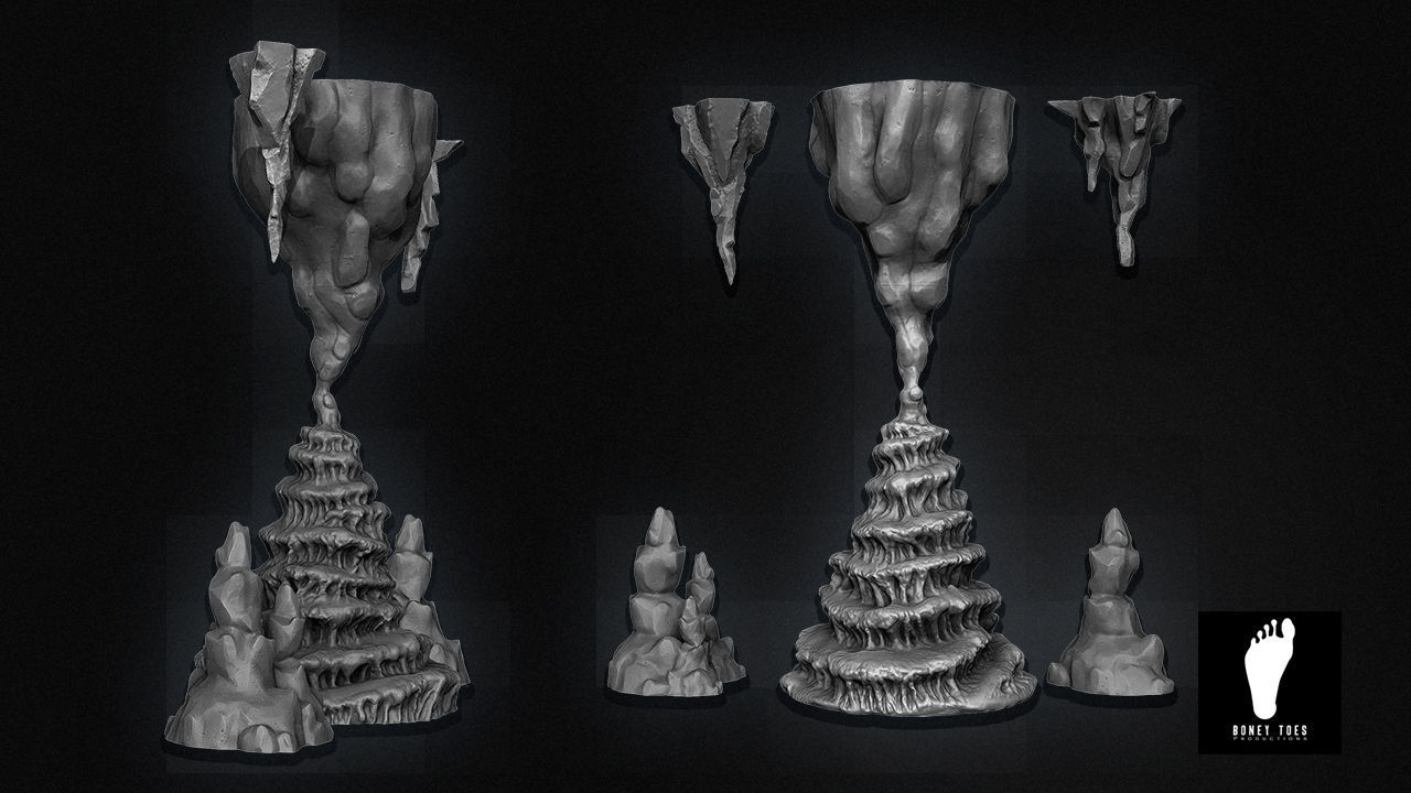 Cavern Stalactites and Stalagmites Formations 3D model_2
