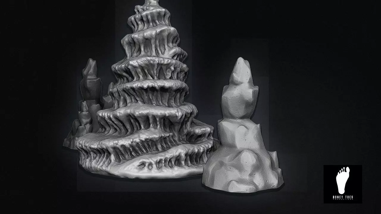 Cavern Stalactites and Stalagmites Formations 3D model_0