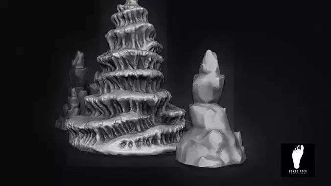 Cavern Stalactites and Stalagmites Formations 3D model