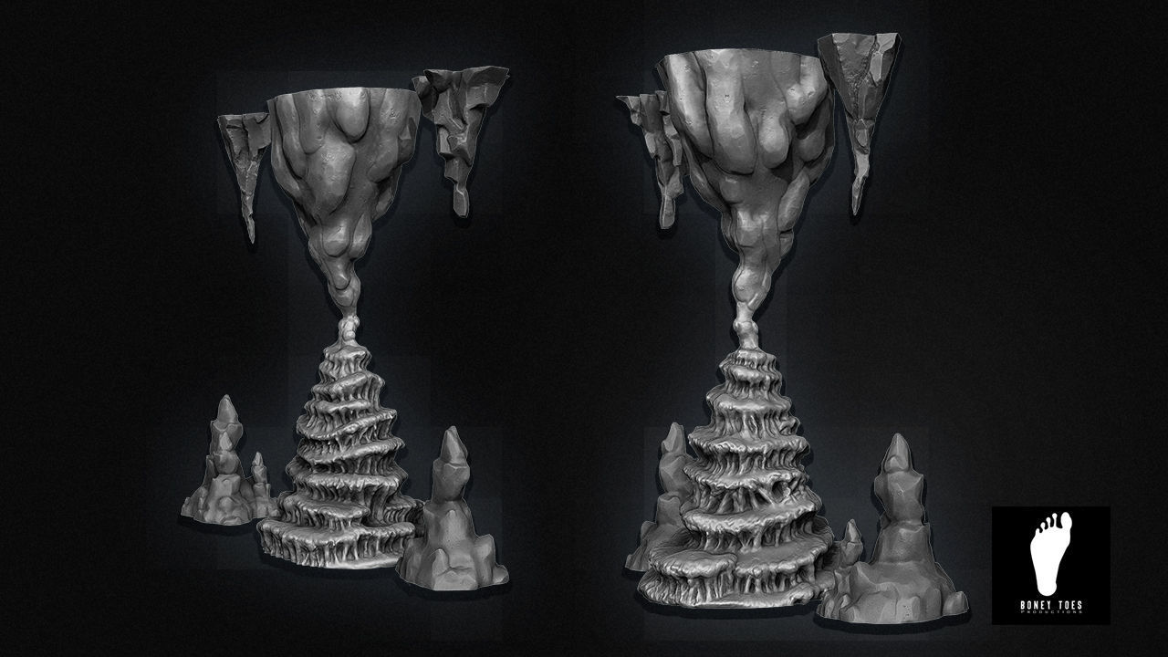 Cavern Stalactites and Stalagmites Formations 3D model_1