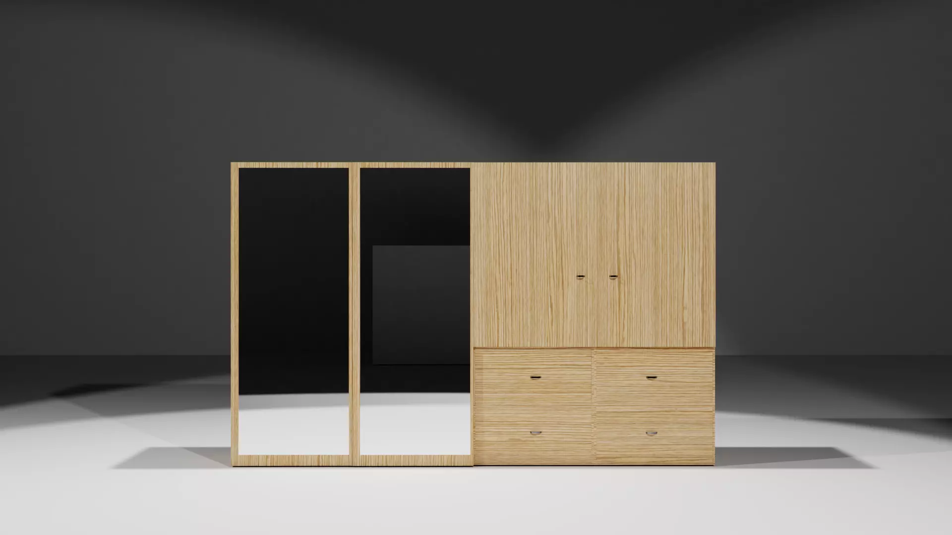 Wardrobe with two doors and mirror 3D model