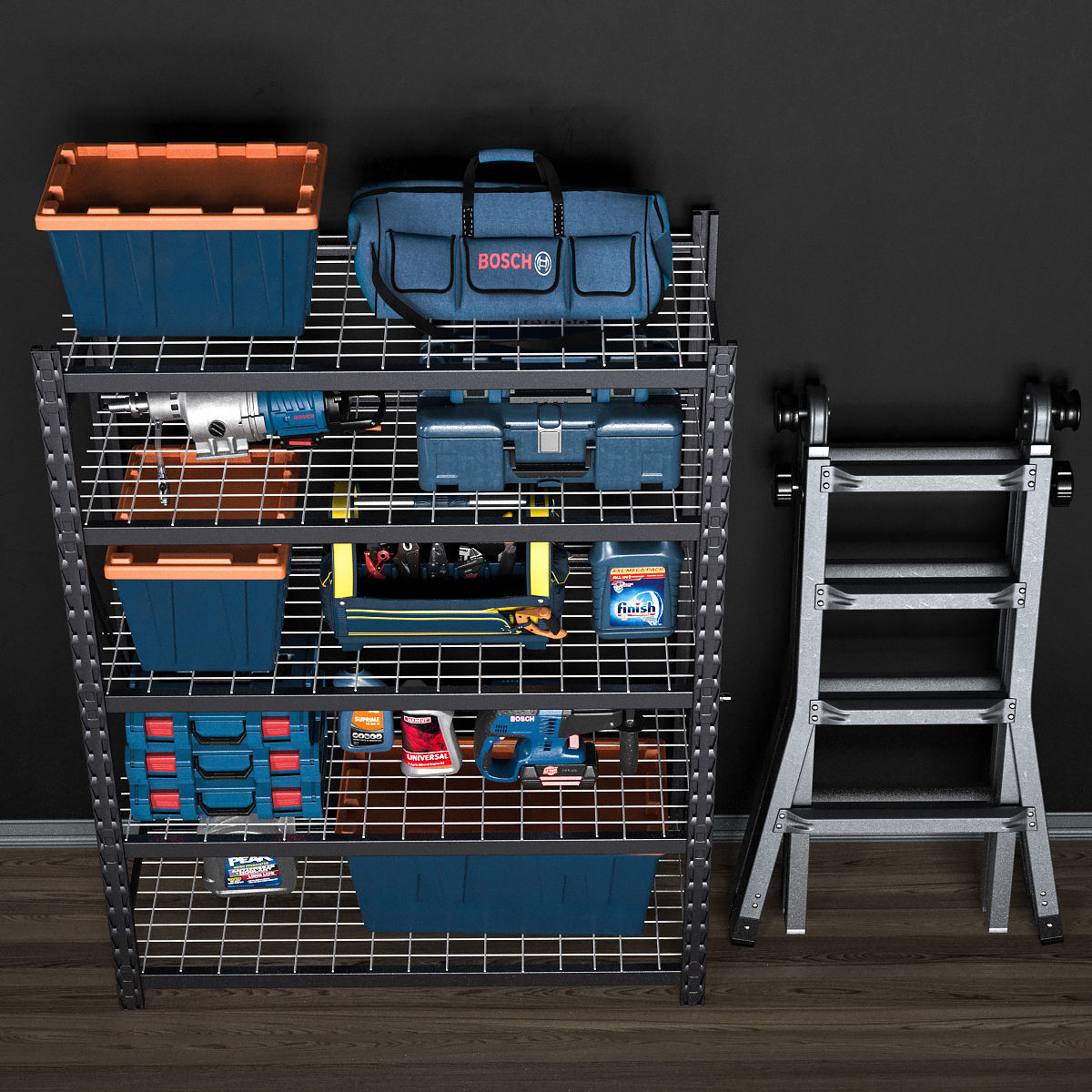 garage tools set 14 Low-poly 3D model_3
