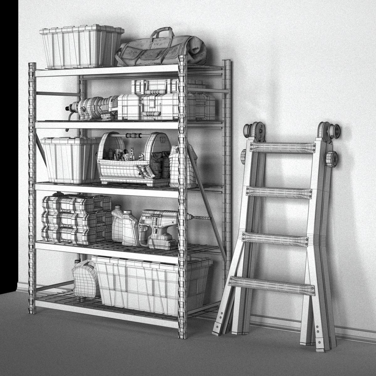 garage tools set 14 Low-poly 3D model_10