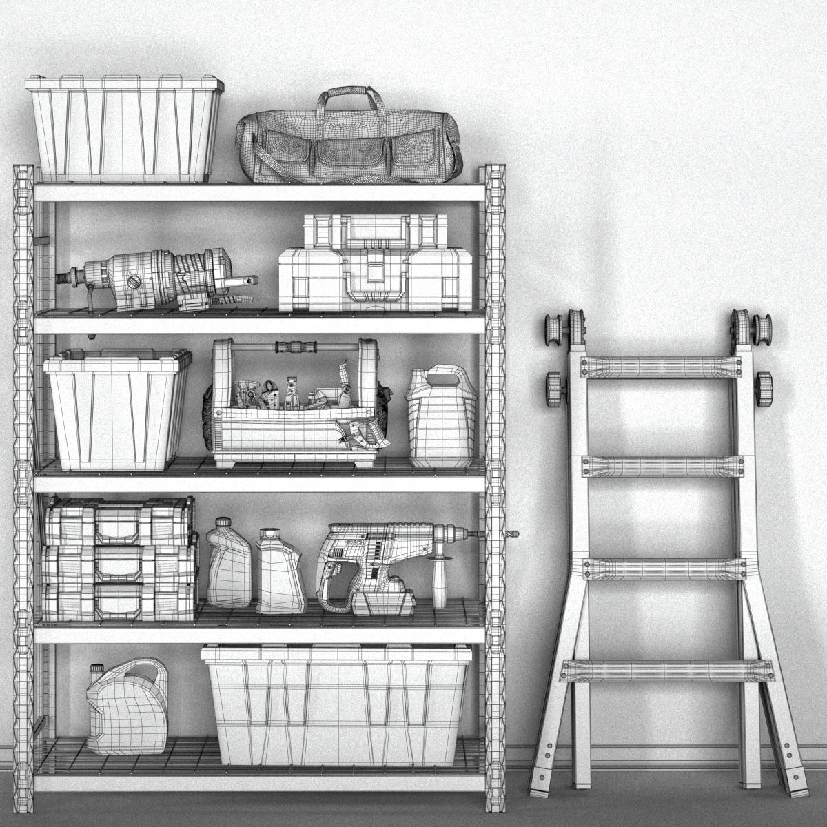 garage tools set 14 Low-poly 3D model_9