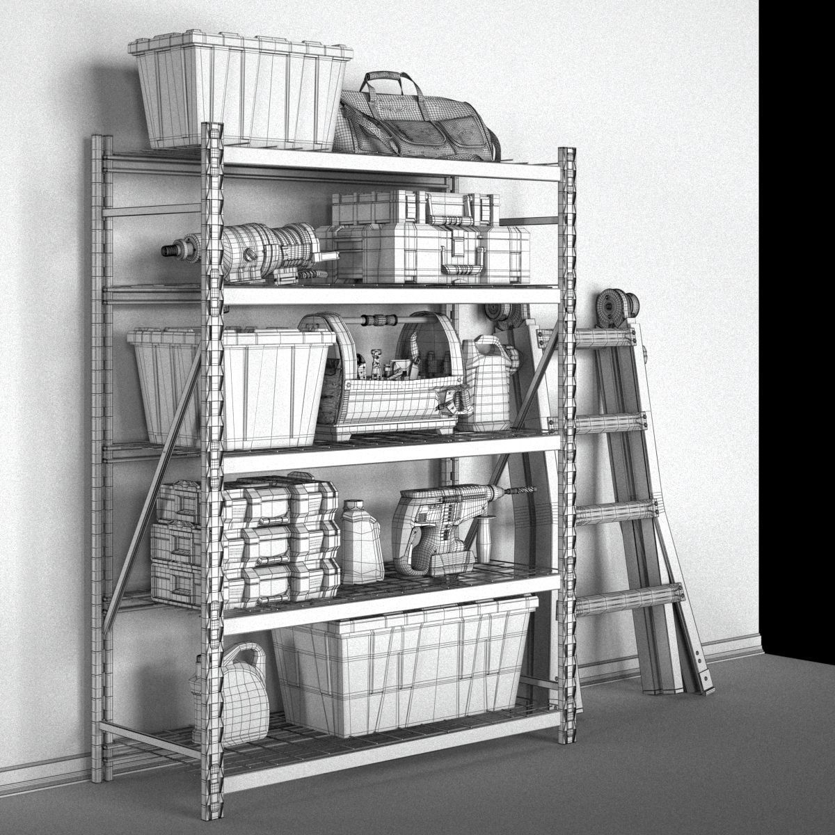 garage tools set 14 Low-poly 3D model_13