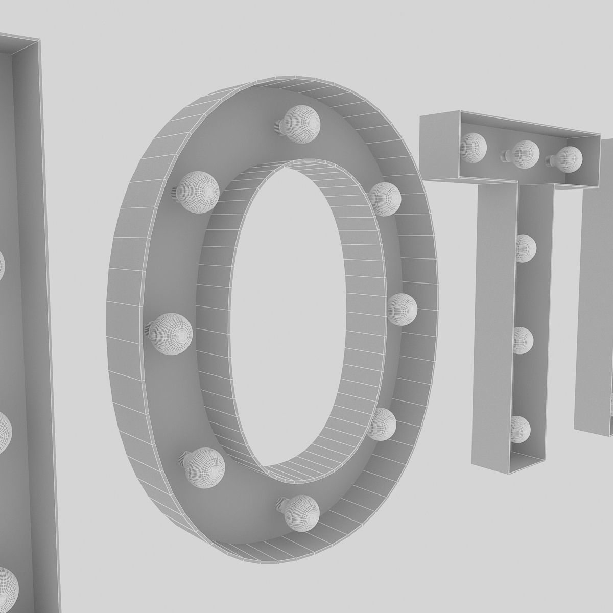 Hotel Sign With Bulb 3D model_4