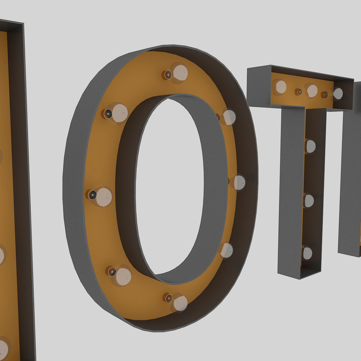 Hotel Sign With Bulb 3D model_5