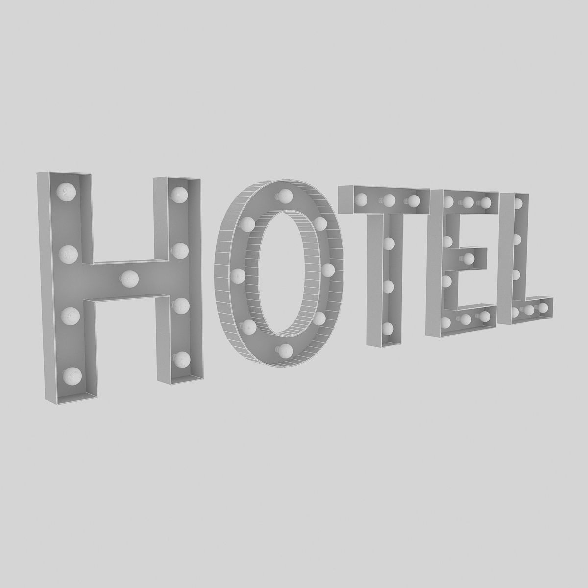 Hotel Sign With Bulb 3D model_3