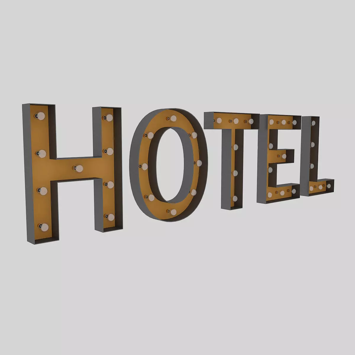 Hotel Sign With Bulb 3D model_0