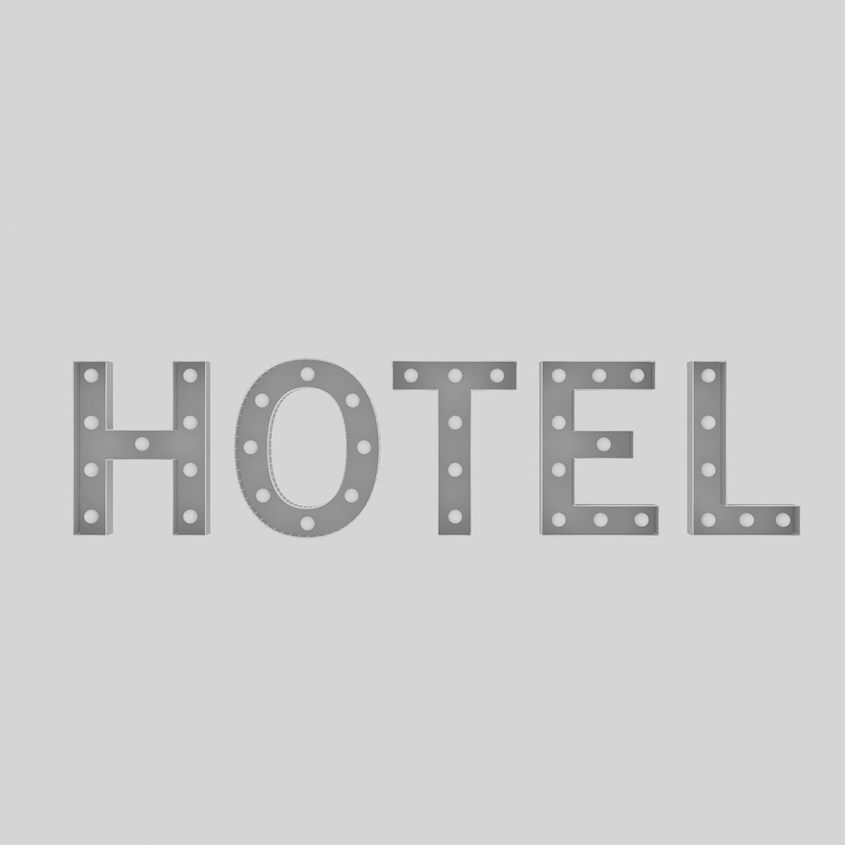 Hotel Sign With Bulb 3D model_1
