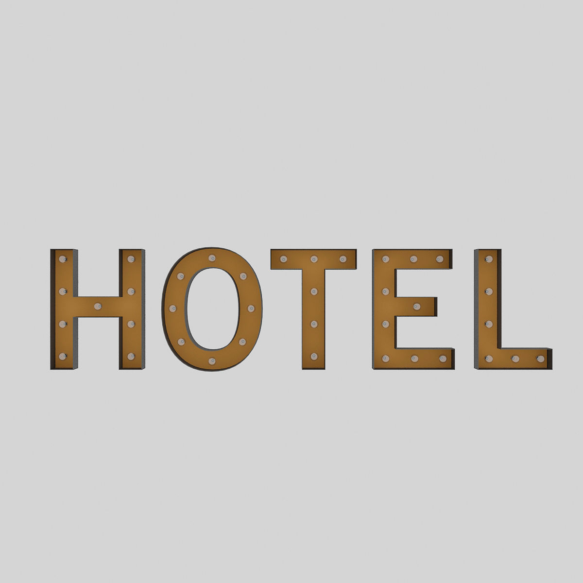 Hotel Sign With Bulb 3D model_2
