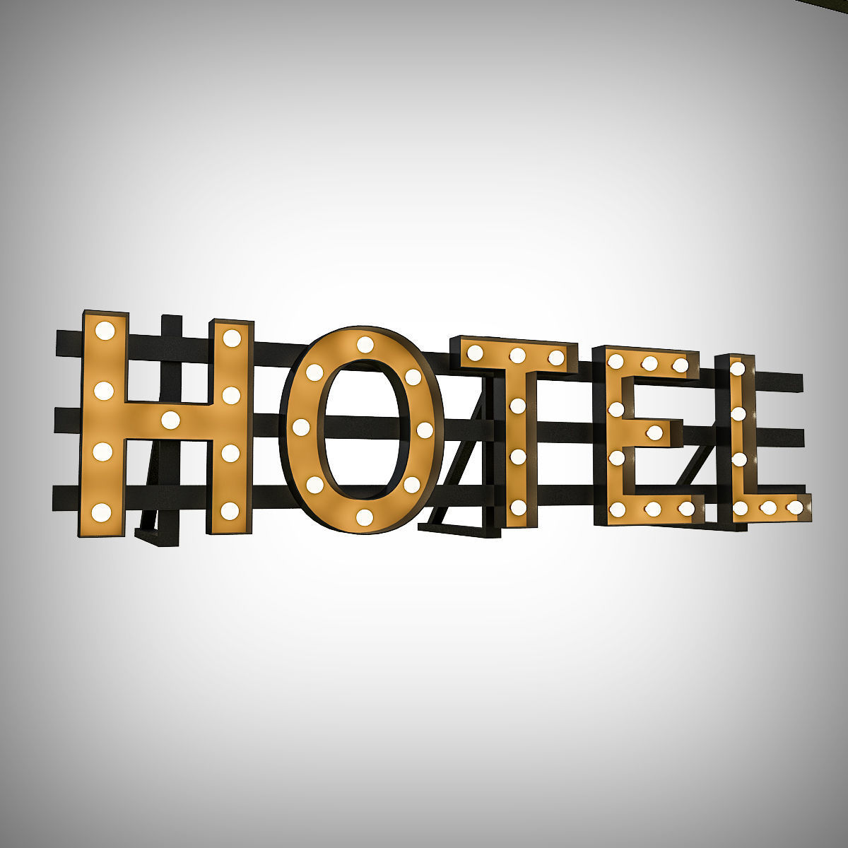 Hotel Bulb Sign 3D model_2