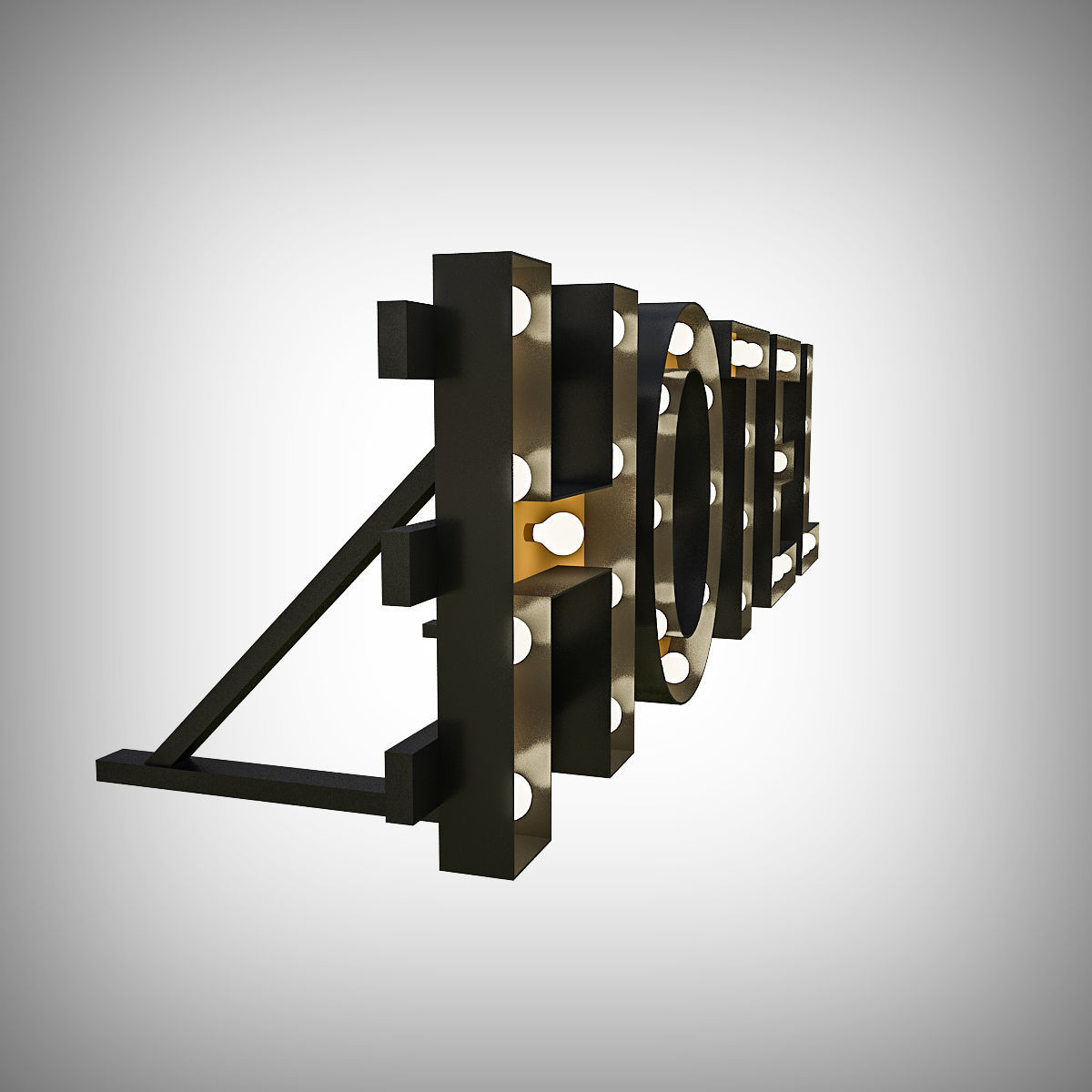 Hotel Bulb Sign 3D model_3
