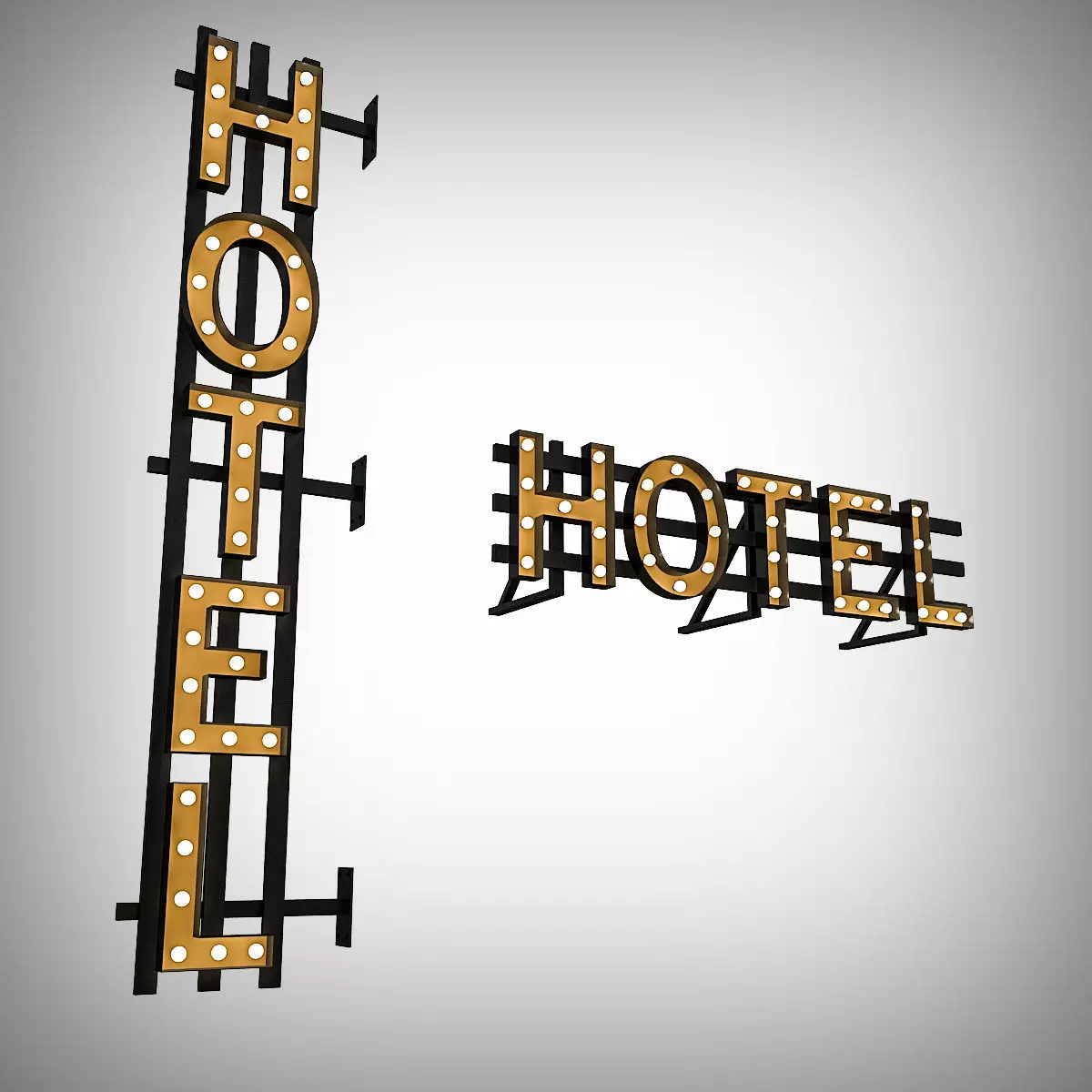 Hotel Bulb Sign 3D model_0