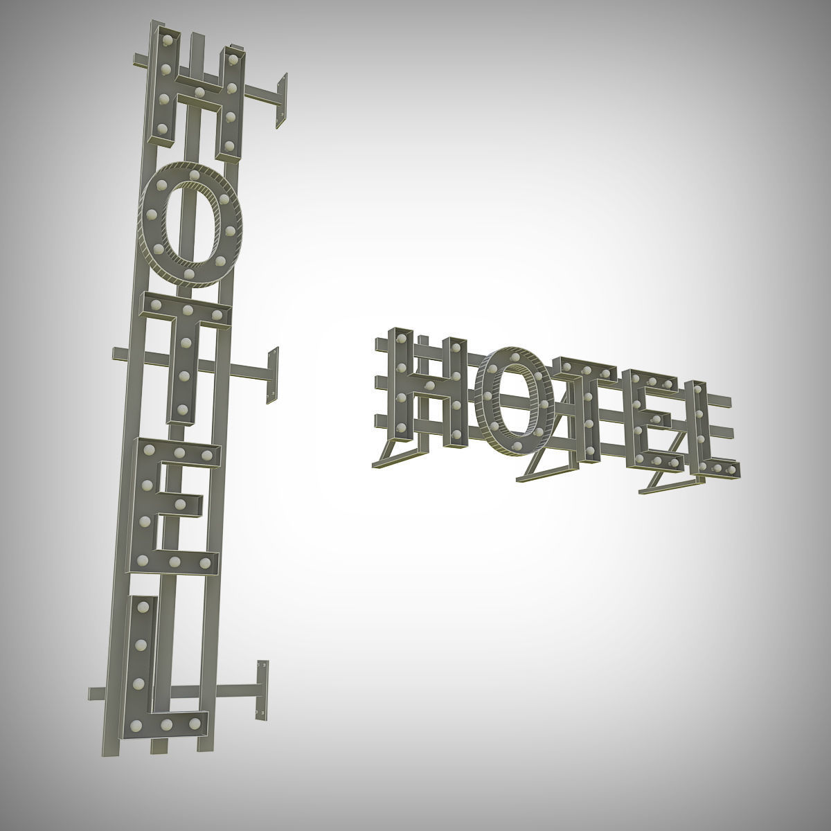 Hotel Bulb Sign 3D model_4