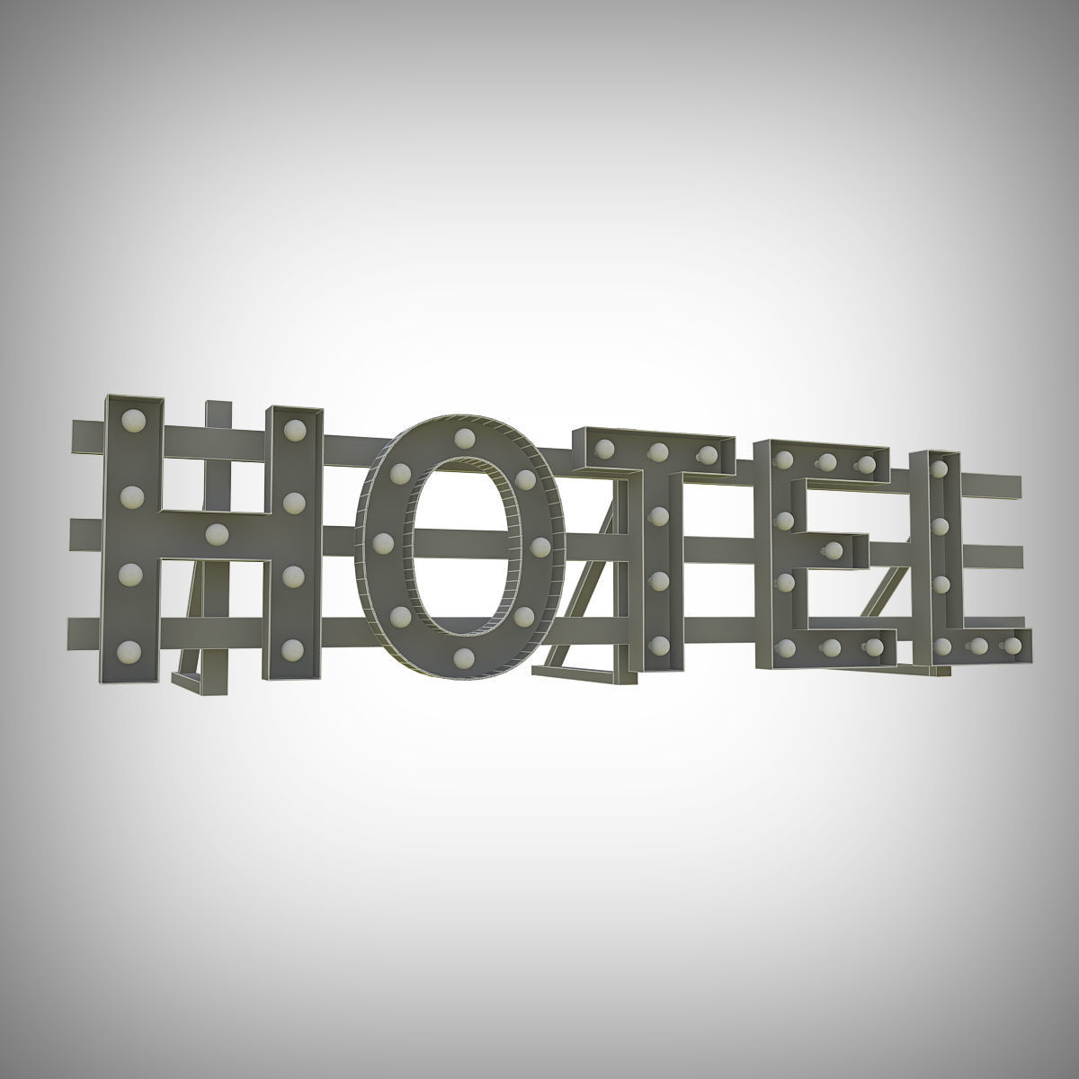 Hotel Bulb Sign 3D model_6