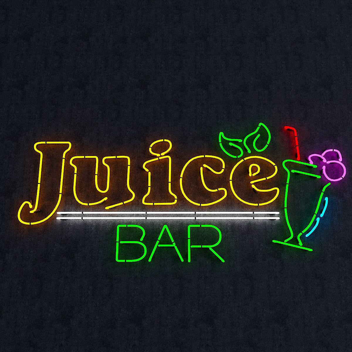 Juice Bar Neon Sign Low-poly 3D model_4