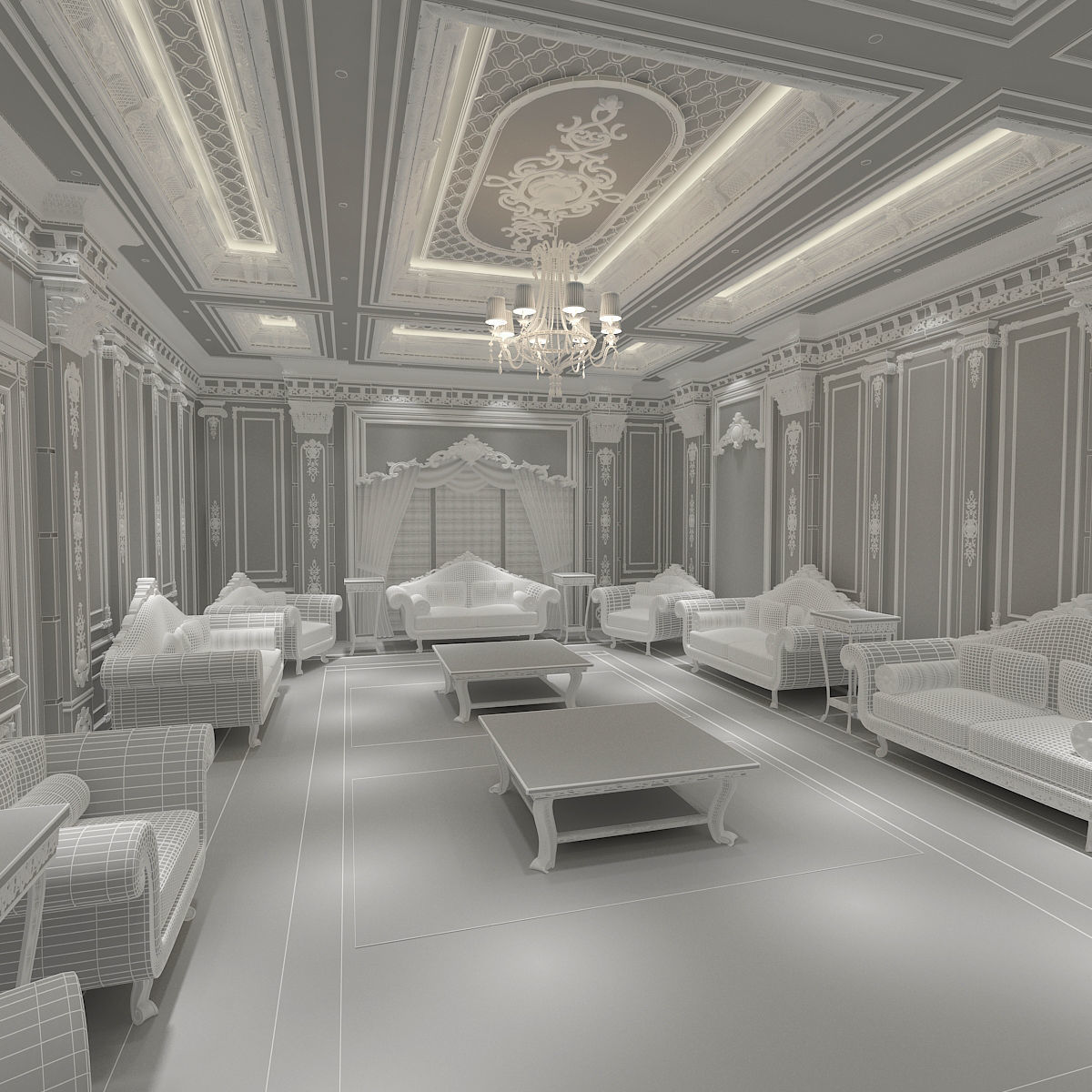 Classical Living Room 3D model_14