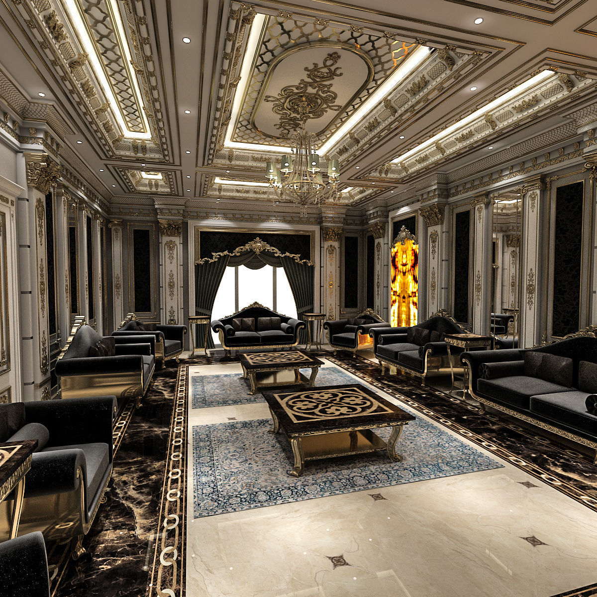 Classical Living Room 3D model_2