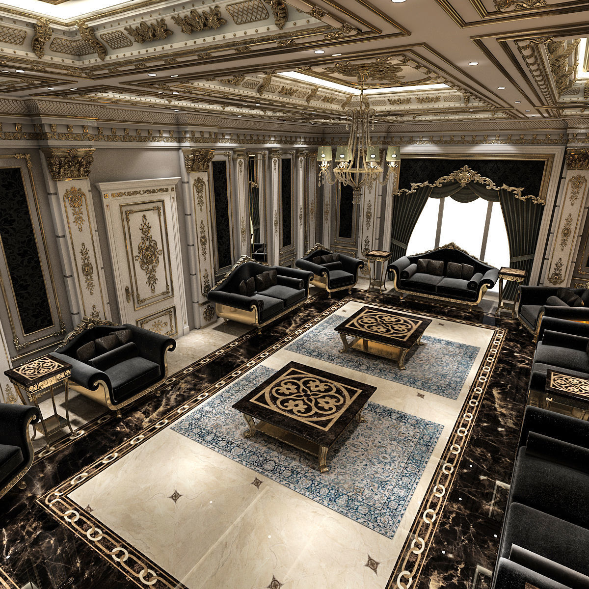 Classical Living Room 3D model_12