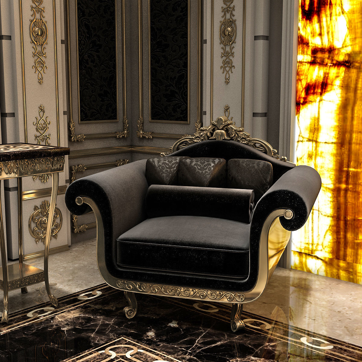 Classical Living Room 3D model_7