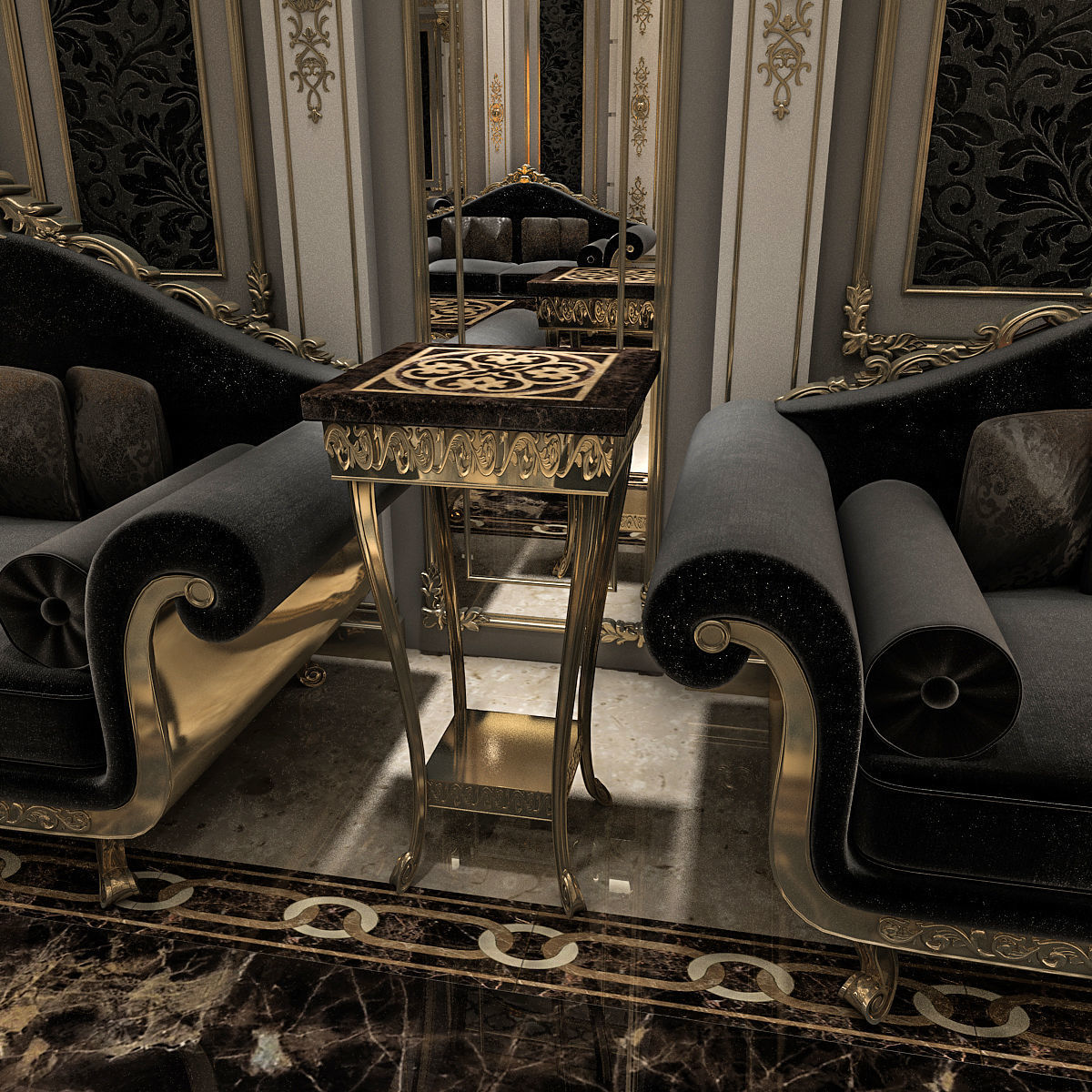 Classical Living Room 3D model_6