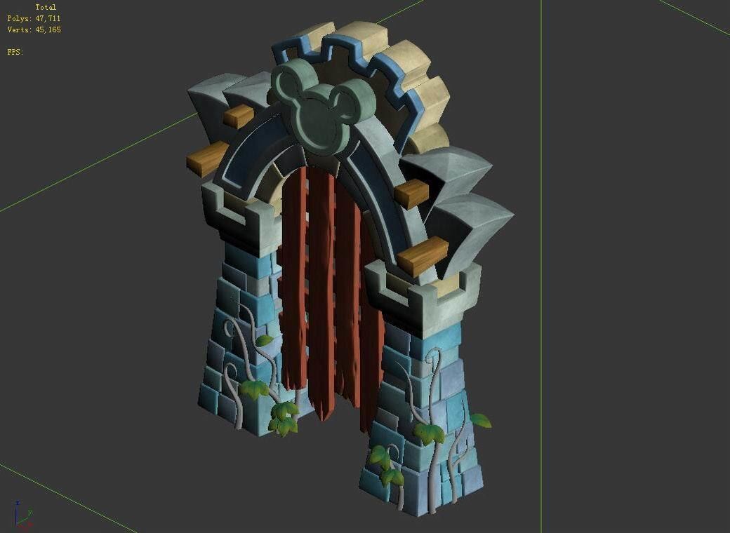 Game Cartoon - City - City Gate 03 3D model_4