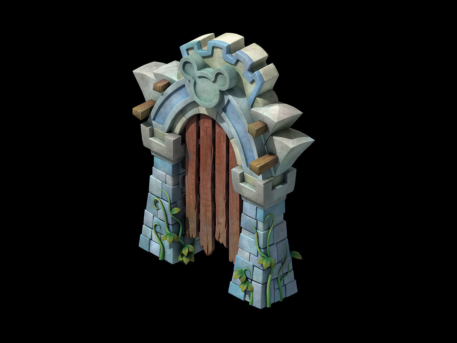 Game Cartoon - City - City Gate 03 3D model_1