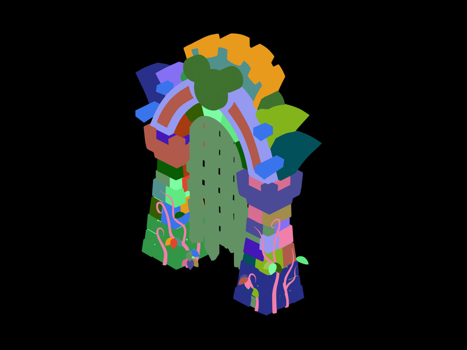 Game Cartoon - City - City Gate 03 3D model_2